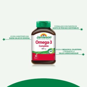 Omega-3 Jamieson 1000 mg (600 mg Omega-3) 80 Cápsulas Blandas - Imagen 4