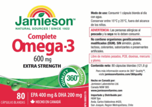 Omega-3 Jamieson 1000 mg (600 mg Omega-3) 80 Cápsulas Blandas - Imagen 3